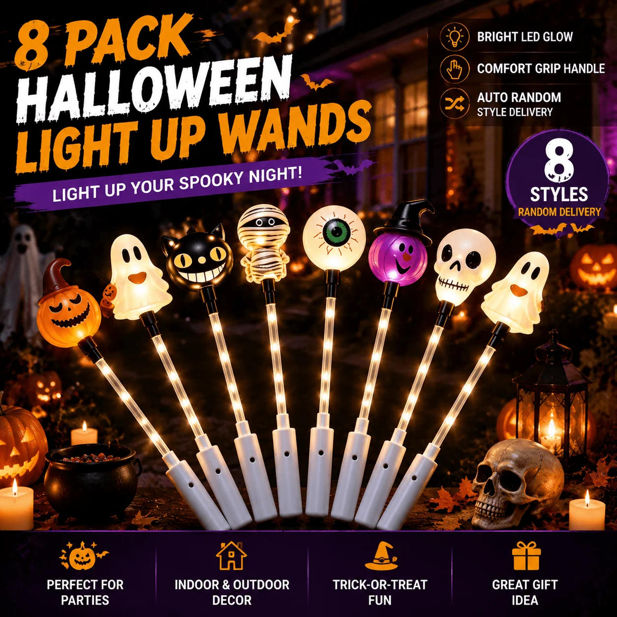 Halloween Pumpkin Decor Led - Halloween Light Up Wands LED Glow