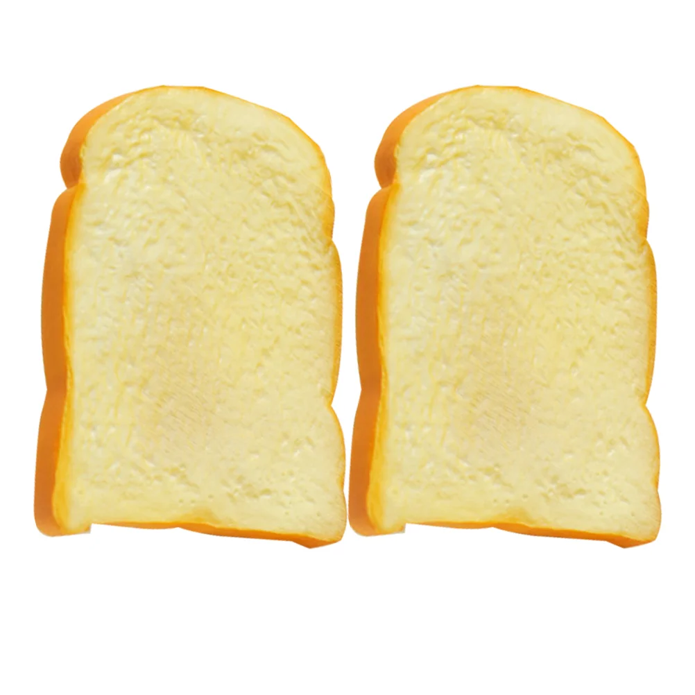 

2 Pcs Toast Model Artificial Bakery Photo Props Decor Kitchen Creative Fake Bread Food