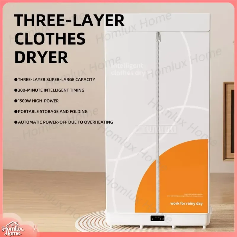 Large Capacity Folding Dryer 1500W Double Triple Layer Towel Rack Air Drying Rack for Kitchen Bathroom Laundry Space Saving