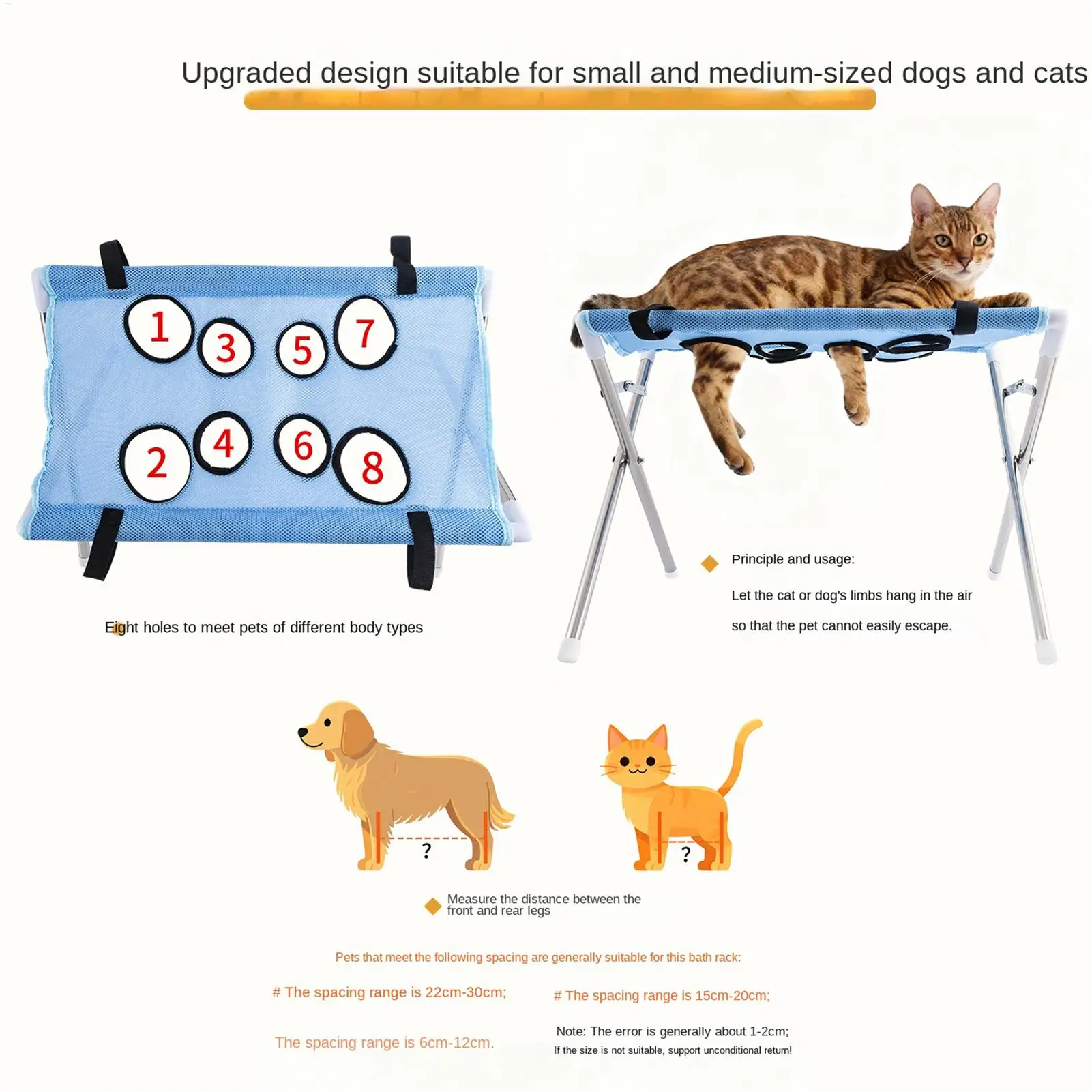 Pet Grooming Hammock 8-Hole Design Anti-Escaping Cats Sling Kitten Grooming Hanger for Cats Dogs Kitten Puppy Small Medium Large view 4