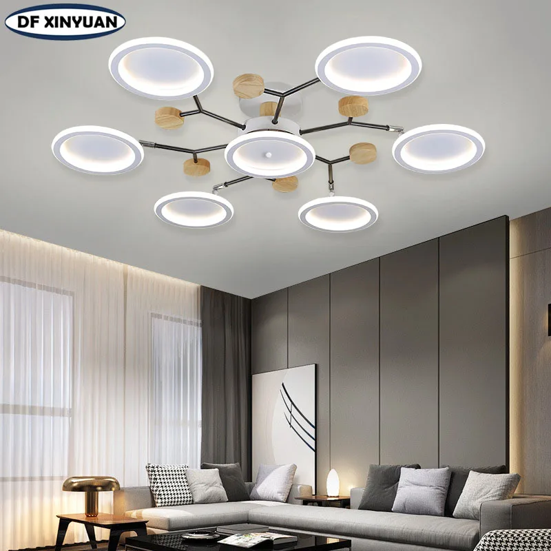 Modern living room LED ceiling light RC control bedroom chandelier dining room ceiling chandelier villa decorative lamp lighting