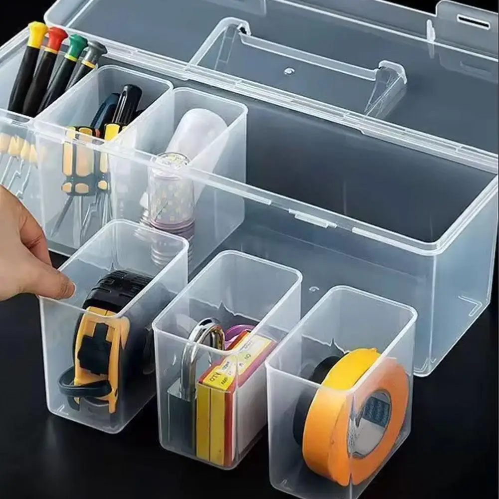 

Прозрачный органайзер для инструментов и деталей, 6 прозрачных внутренних контейнеров, для хранения еды, канцелярских принадлежностей, ювелирных изделий