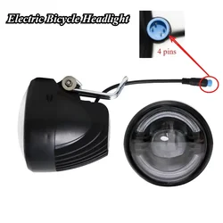 1PC 5W Electric Bicycle Headlight Night Riding LED Lighting Night-Ride 4 Pins Waterproof Connector E-Bike Front Lamp 24V-72V