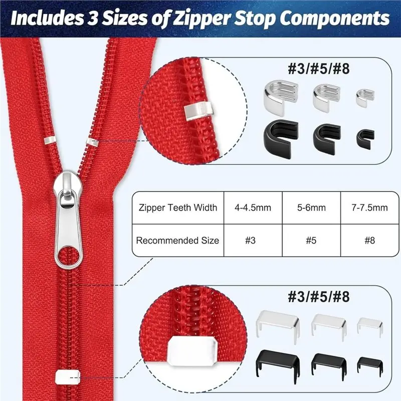 Exquisite-Zipper Repair Kit With Pliers Universal Zipper Replacement Kit