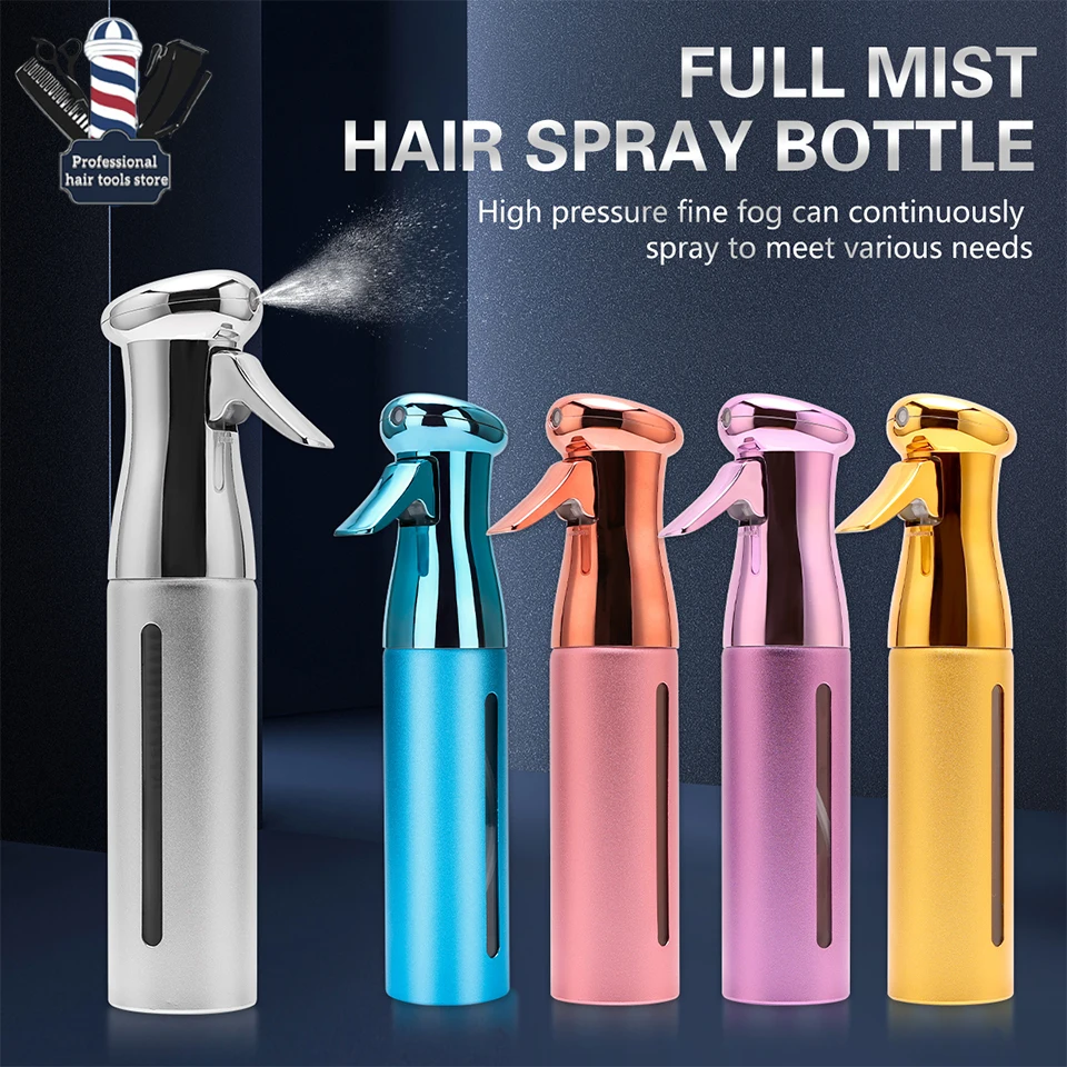 

300ML Aluminum Spray Bottle Barber Electroplating Refillable Water Can Portable Continuous Alcochol High Pressure Container