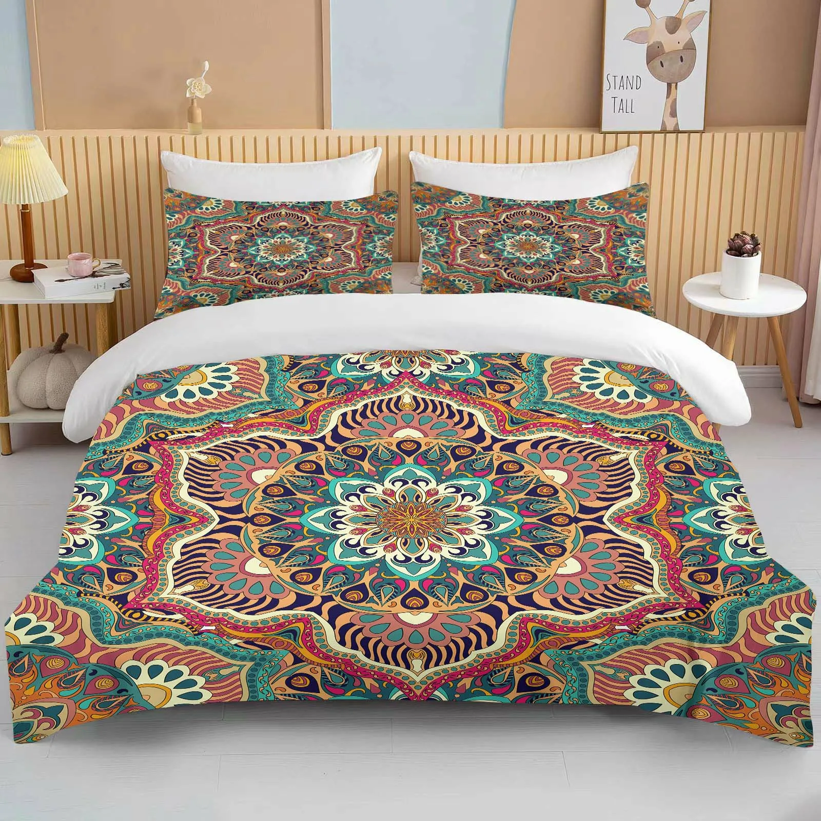 

10 Sizes Mandala Printed Bedding Set Cartoon Anime Duvet Cover Comforter Cover Boys Girls Children Adults Twin King Gifts