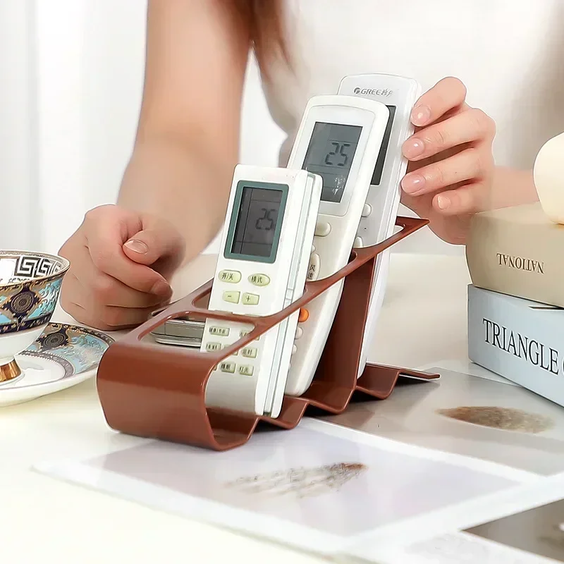 4-Grid Storage Rack Tv Air Conditioning Remote Control Stand Holder Desktop Shelf Sundries Organizer Home Office Storage Holders