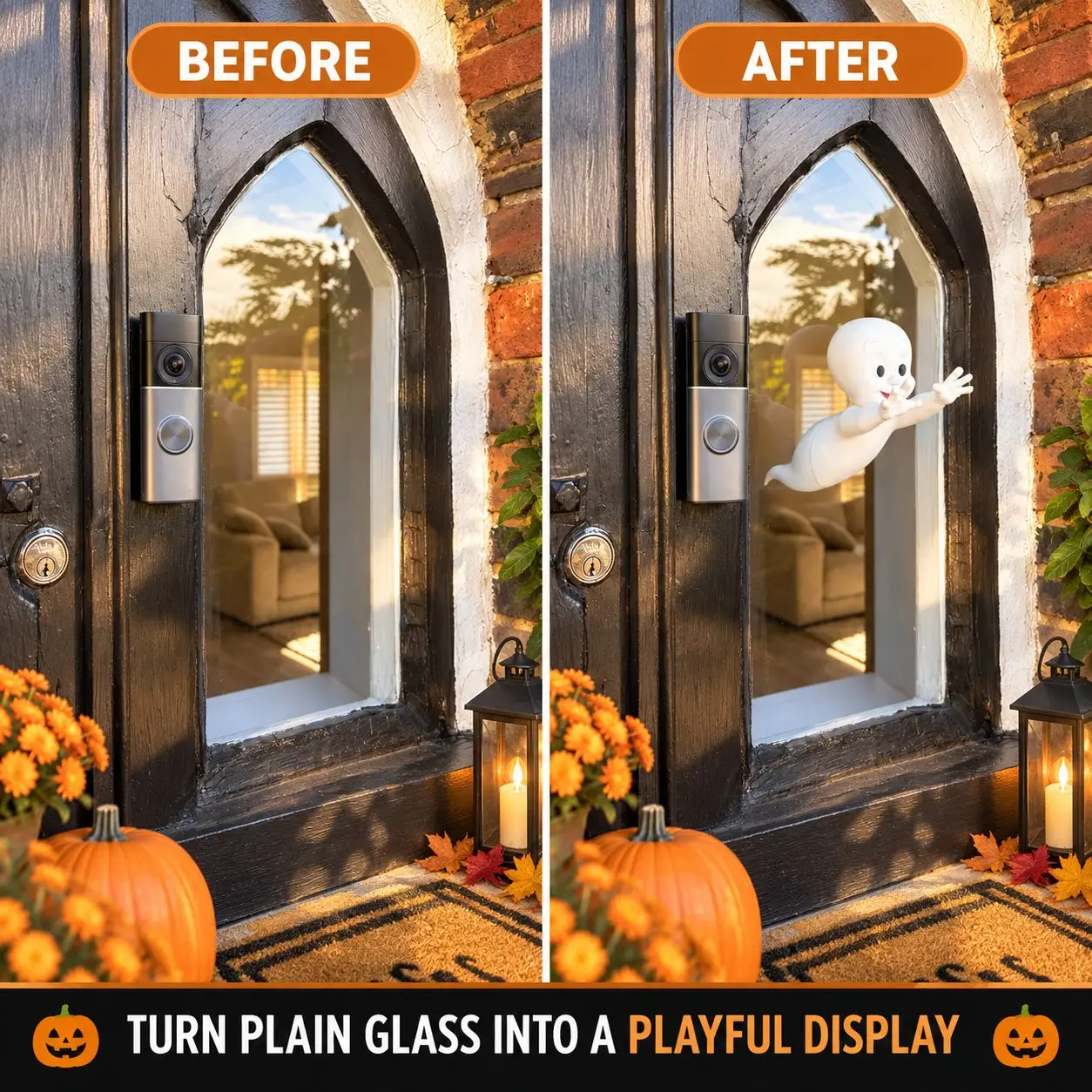 3D-Geister-Dekoration zum Durchfliegen durch das Fenster, gruselige weiße Phantom-Hängedekoration für Haustür, Vitrine, Halloween-Party – Detail 6