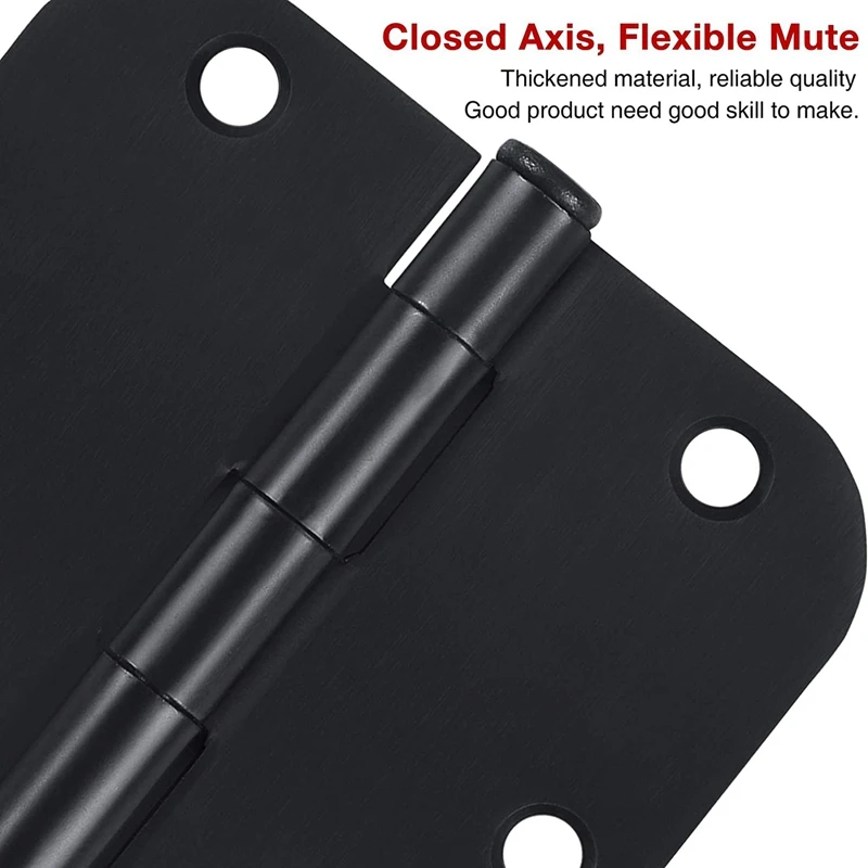 25Pcs Black Rounded Iron Hinge 3.5 Inch 5/8R Large Rounded Iron Hinge For Civil Doors And Windows