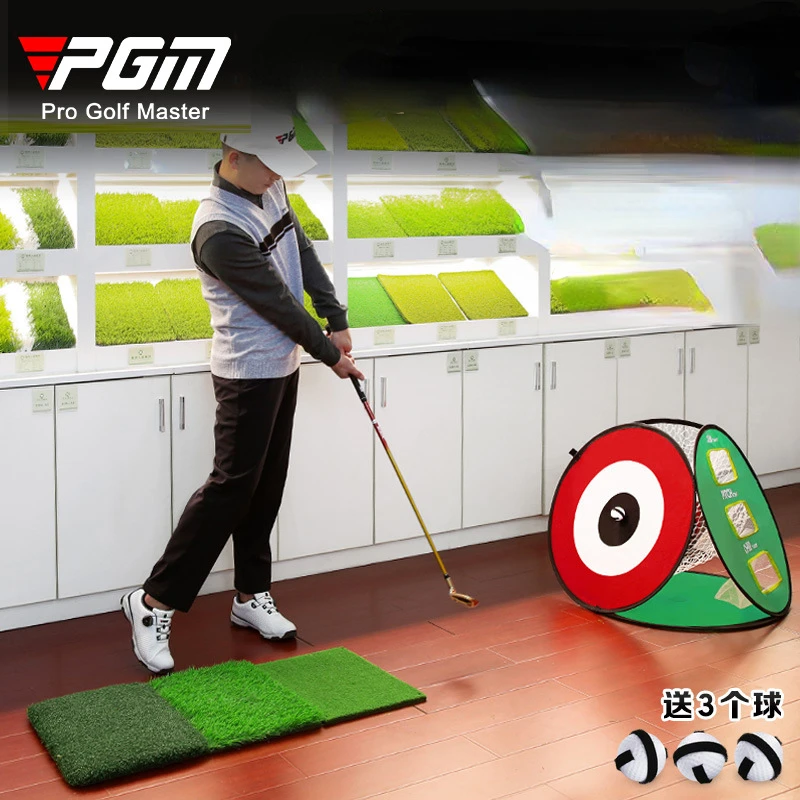 PGM กอล์ฟ Chipping NET Swing TRAINER ในร่มกลางแจ้ง Chipping pitching CAGE MAT ตาข่ายฝึกซ้อมกอล์ฟ Portable 3 Golf Soft Ball LXW021