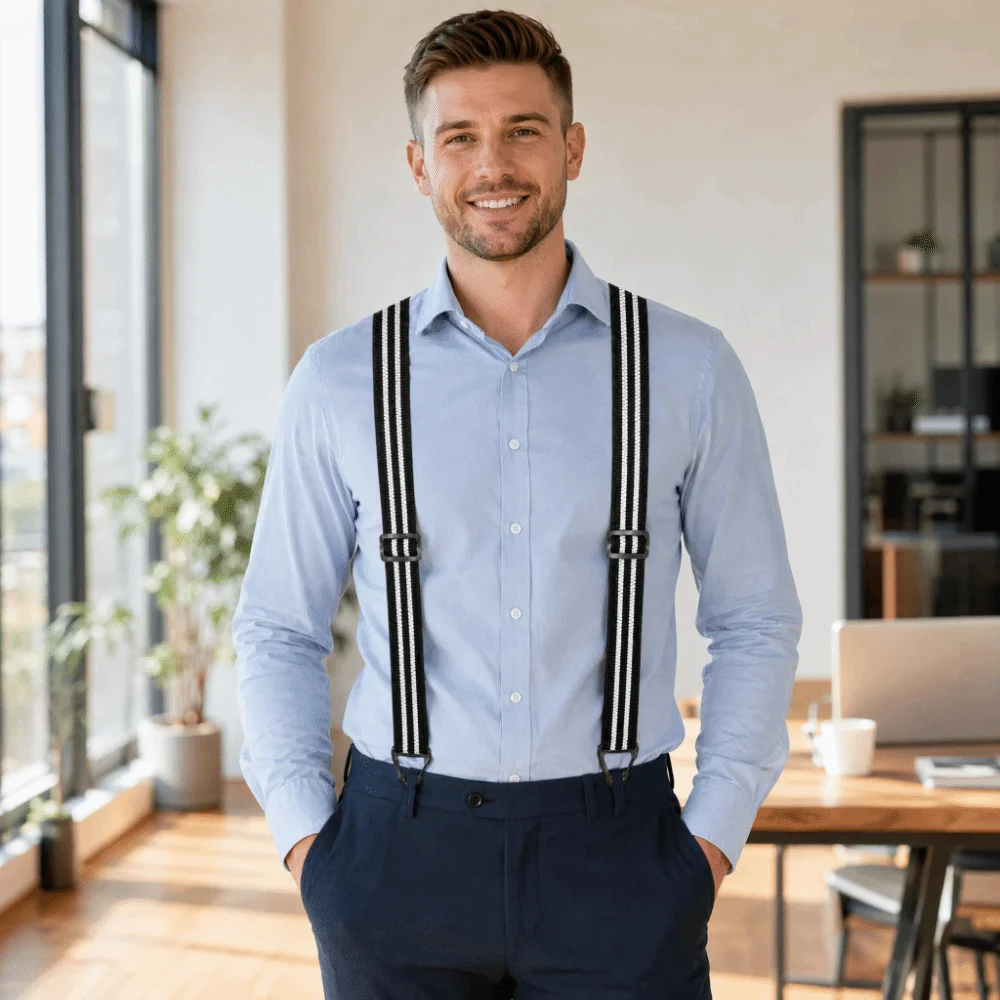 Elastic Men Work Suspenders Y-back Adjustable Heavy Duty Suspenders Convenient with 3 Snap Loop Wide Trouser Pants Braces Daily