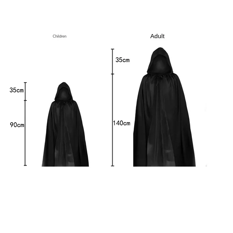 5-piece set Halloween Party Cosplay Children Adult Death Black Cloak Cloak Halloween Skull Skeleton Ball Set Holiday Gifts