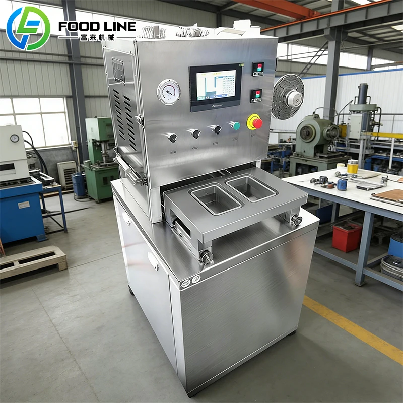 Modified Atmosphere Packaging Machine Rotary Tray Sealer PLC Control Touch Screen Food Factory Customized