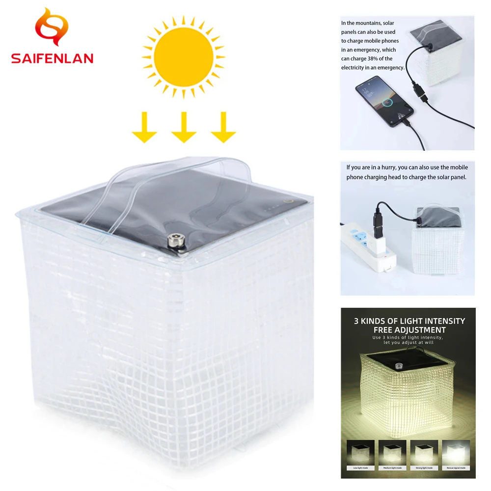 Solar Collapsible Outdoor Lighting Camping Portable Solar LED Lamp Folding Emergency Mobile Phone Charging Lantern