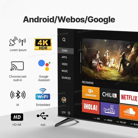 OEM 43/55/65/70 tums Android Smart TV - 4K UHD FHD Google TV för kommersiellt bruk på hotell, WiFi och HDMI 10 best sales 43-tums smart-TV - №8