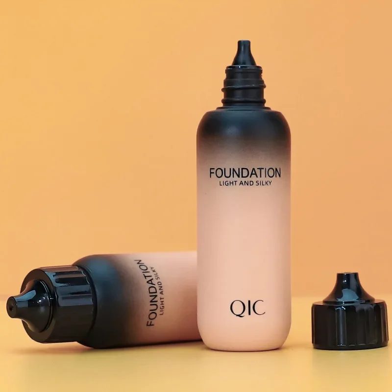 QIC ขวดนมขนาดเล็ก Liquid Foundation คอนซีลเลอร์ Moisturizing Clear กันน้ํา Natural Brightening แต่งหน้าสําหรับใบหน้า