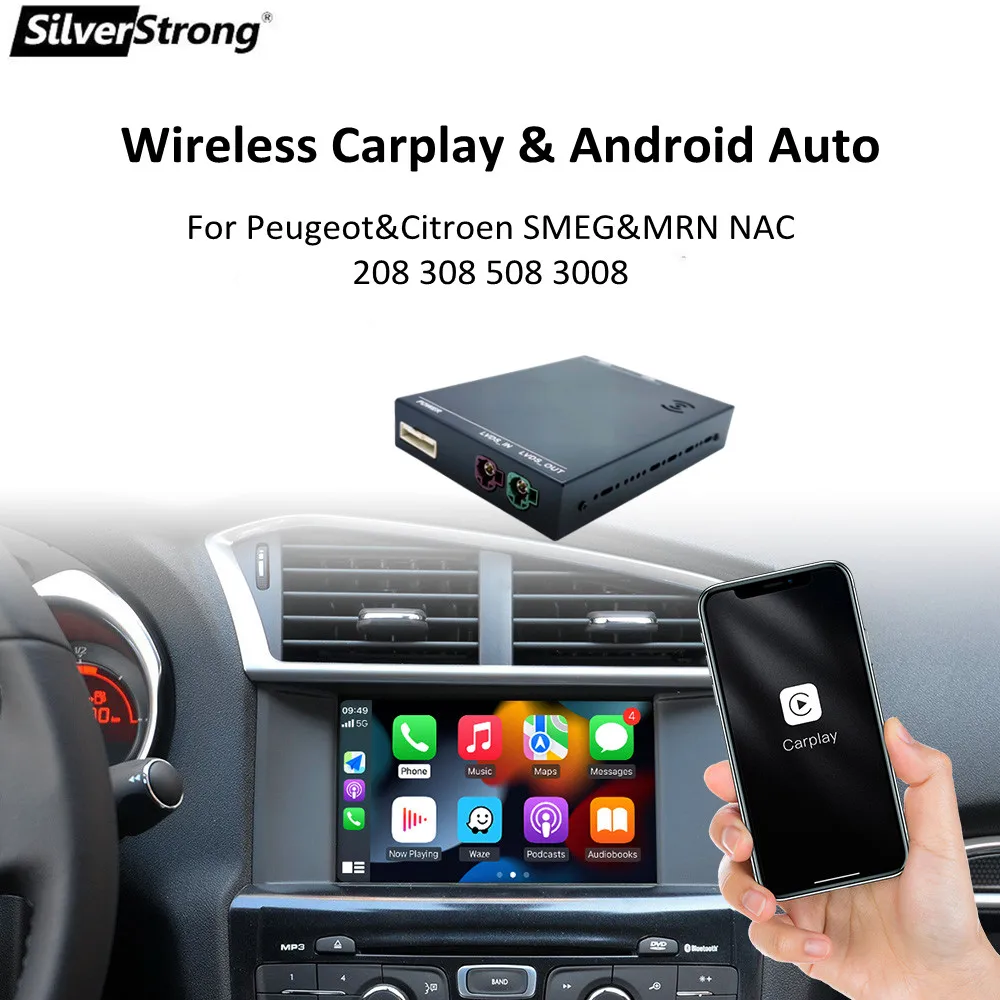 Wireless Apple Carplay Android Auto For Citroen C4 Peugeot 308 SMEG SMEG+ Picasso Wireless Carplay decoder Screen Mirroring