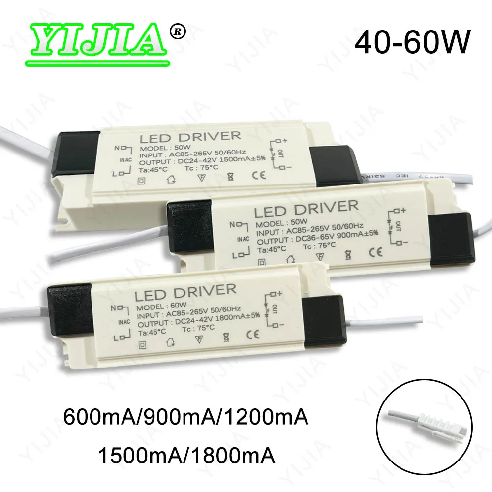 36W 40W 48W 50W 60W LED Driver DC24-42V DC54-87V 600mA 900mA 1050mA 1500mA 1800mA Flicker Free Power Supply External Lighting
