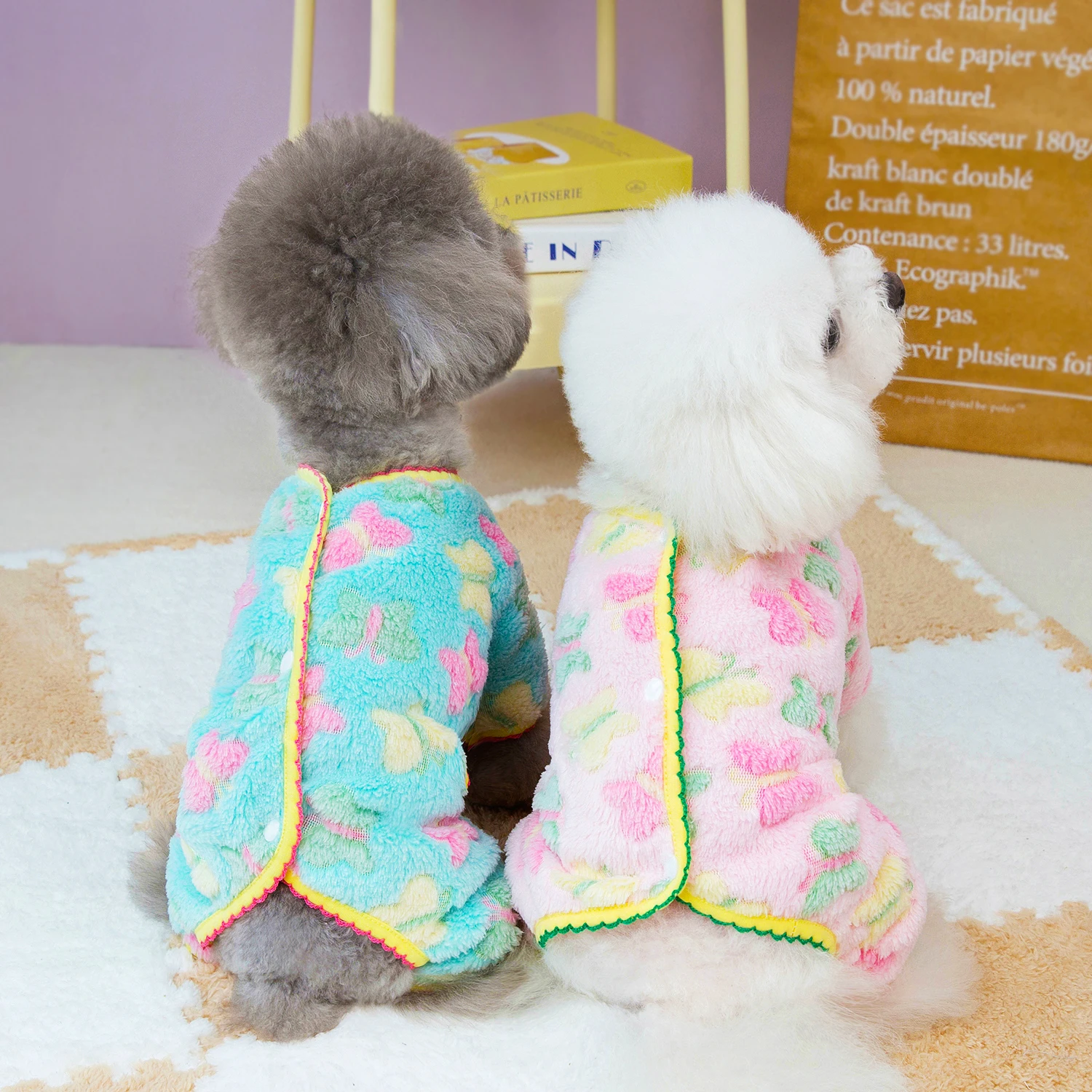 Winter Dog Flower Pattern Jumpsuit Clothes Warm Pet Pajamas for Small Medium Dogs Cats Overalls Puppy York Chihuahua Onesies