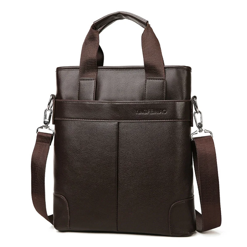 Vintage Heren Pu Lederen Aktetas Zakelijke Verticale Handtas Luxe Mannelijke Schouder Messenger Tas Kantoor Bestand Tas