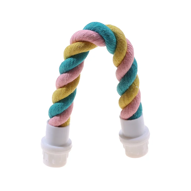 Pet Bird Bite Toys Parrot Color Cotton Rope Toys Elastic Parrot Climbing Toys Sturdy Bird Swing Harness Cage Pet Toy Swing Stand