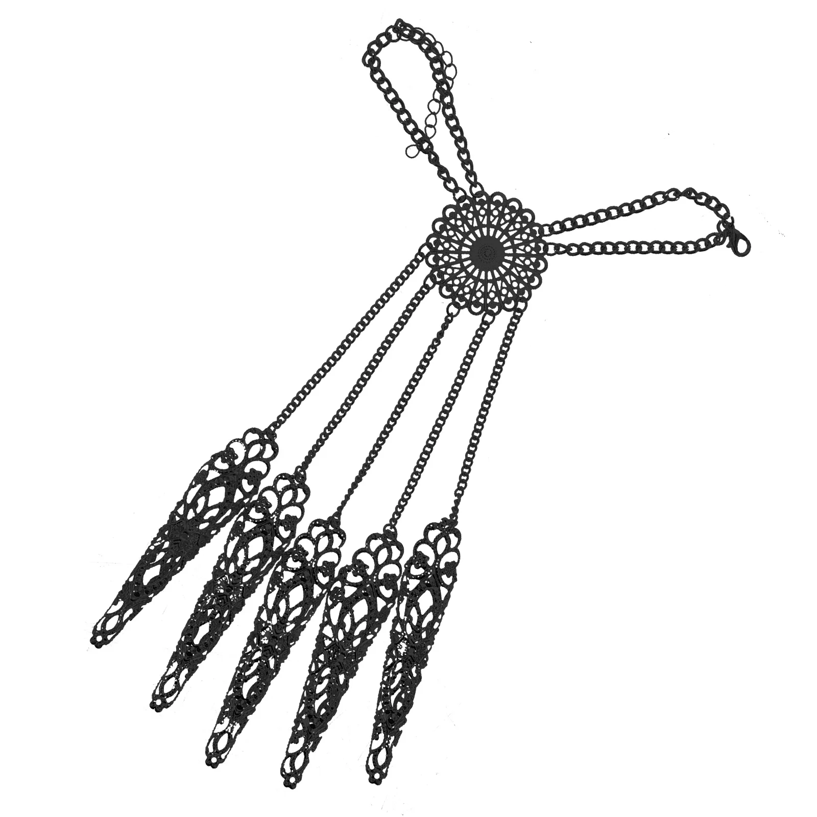 

1Pcs Gothic Style Finger Nail Tips Bracelet With Chain Elegant Belly Dancing Jewelry For Women Performance Accessory