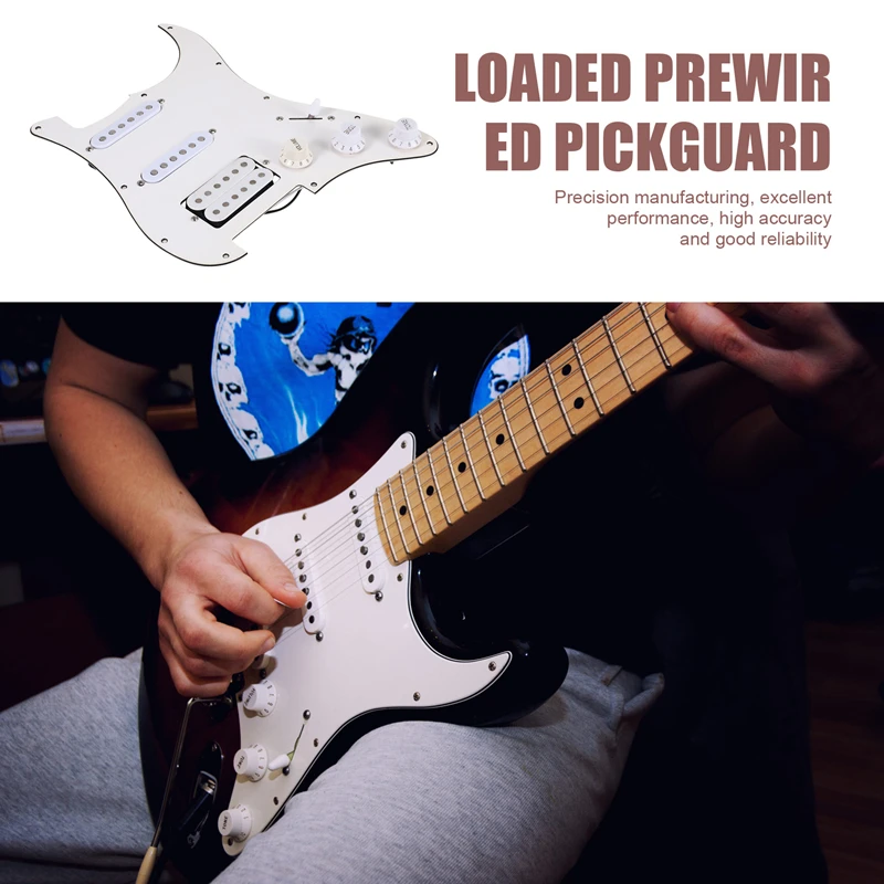 Лучшие предложения Электрическая Гитара Pickguard пикапы загруженная Предварительно Проводная царапина в сборе 11 отверстий SSH белый