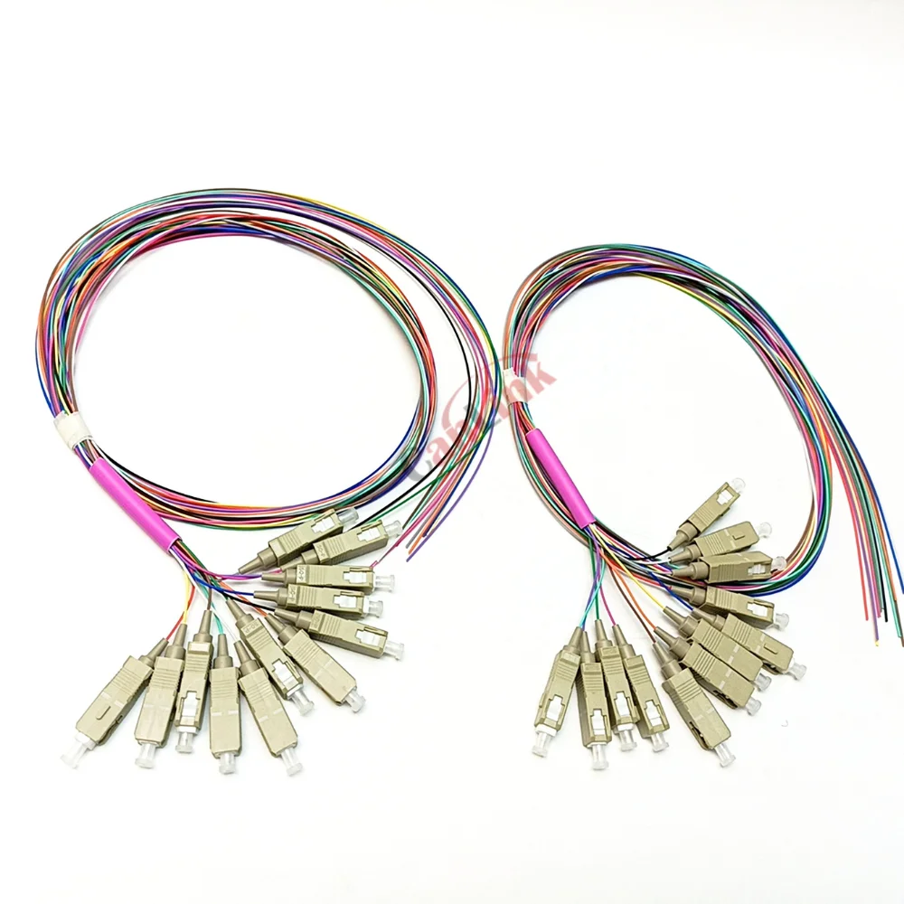 5pcs/lot 12 Colors SC/UPC-Multimode 50/125-OM4-0.9mm 1m Optical Fiber Pigtail Optical Fiber Cable FTTH