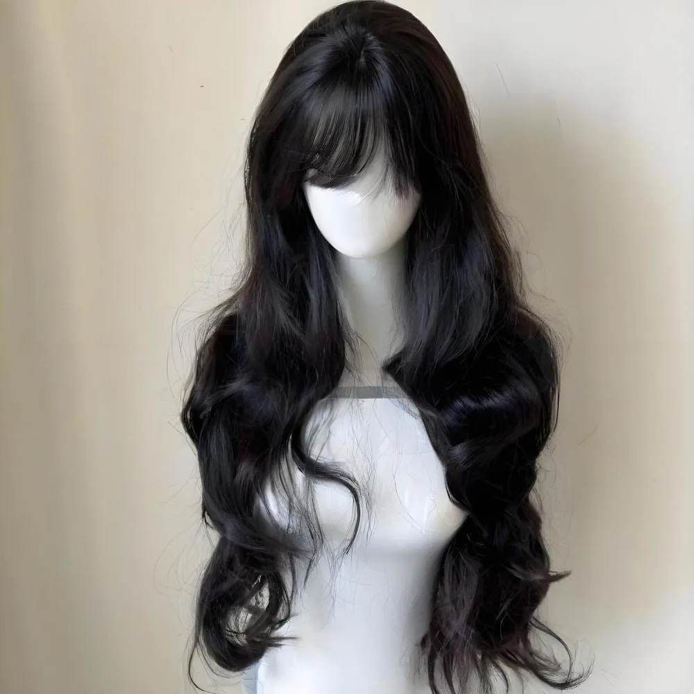 ‌ Franse krullende Lolita pruik - as kastanjebruin volledige dop, luchtpony en dubbele staarten, schattig JK schoolmeisje cosplay haar