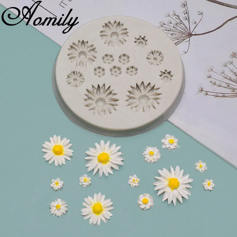 Aomily Sugarcraft Daisy słonecznik silikonowe formy kremówka ciasto narzędzie dekoracyjne foremka do czekolady DIY pieczenia urządzenie do wyrobu