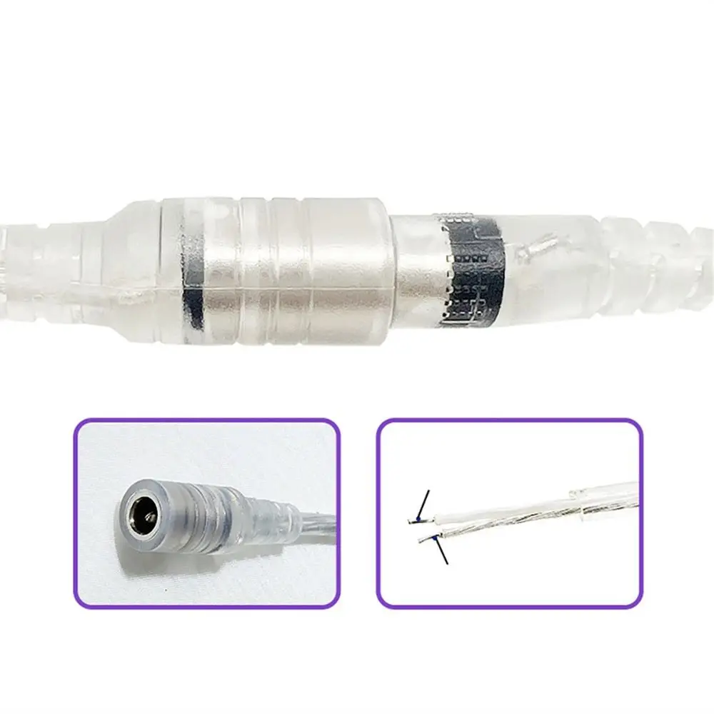 1Pcs Durable 2M DC Power Cord 5V 12V 22AWG Power Adapter Cable 2Pin Transparent LED Light Switch Cable for LED Strip Light