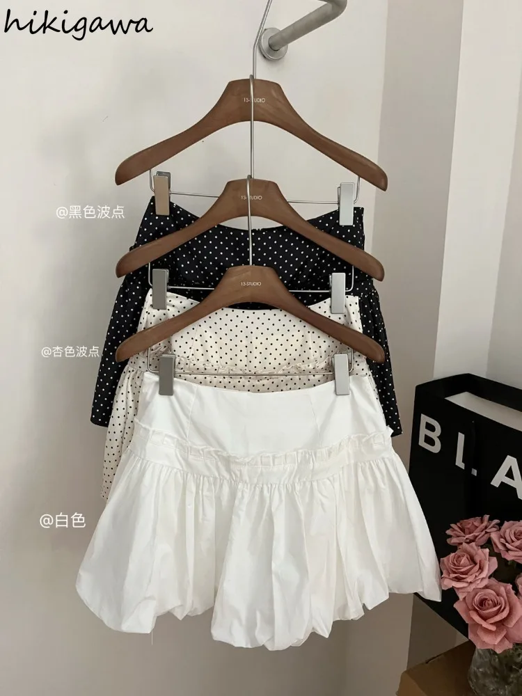 Vintage polka dot saia feminina 2025 faldas mujer moda doce coreano jume cintura alta verão saia túnica a linha mini saias 7o562