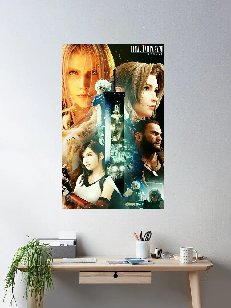 

Final Fantasy IX Cloud and Tifa Fantasy Game, Art Print Silk Poster Home Wall Decor