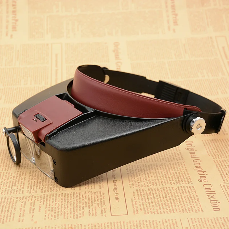 1.5-10x Head Mounted Led Light Reading Electronic Repair Magnifying Glass Abs Resin Acrylic Lens