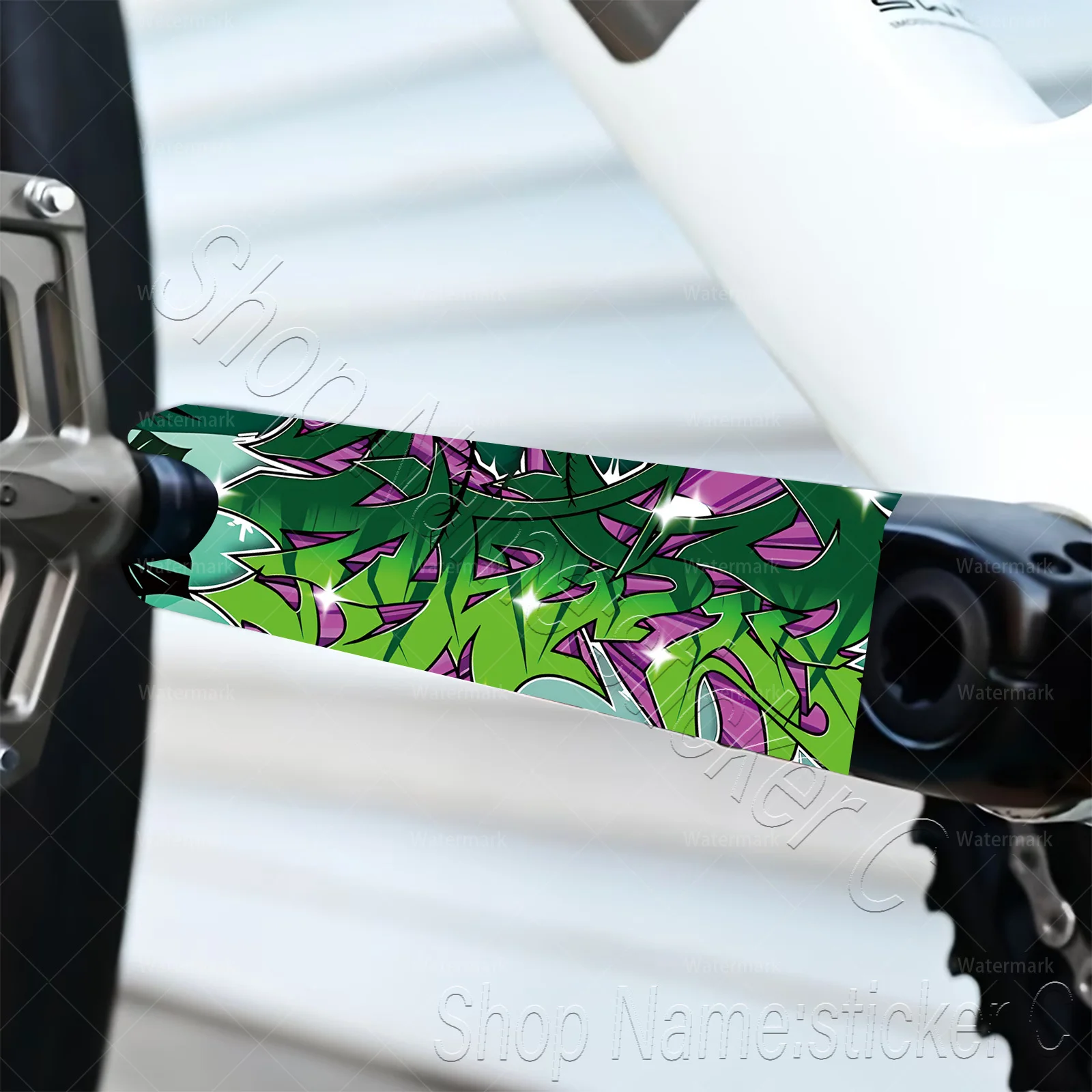 1Pair 2D Flat Graffiti Crank Arm Vinyl Sticker, Waterproof Decal for Road Bike Crankset Decor, Holiday Gift
