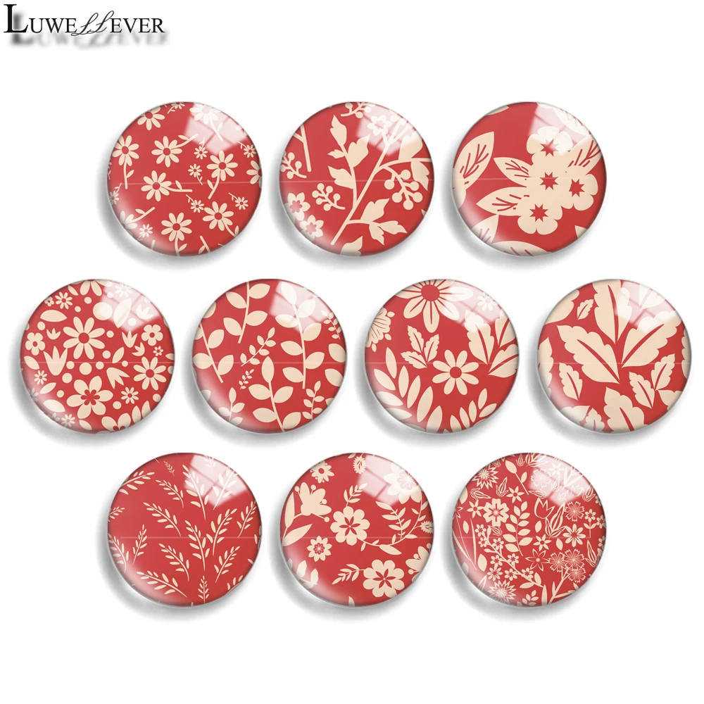 12mm 10mm 20mm 25mm 30mm 40mm 800 Red Painting Mix Round Glass Cabochon Jewelry Finding 18mm Snap Button Charm Bracelet