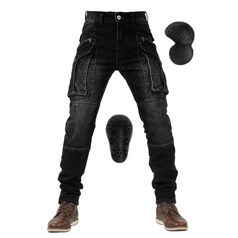 

Motorcycle Pants Men's Four Seasons Anti-fall Big Pocket Jeans Tooling Motorcycle Anti-fall Casual Slim High Stretch Moto Pants