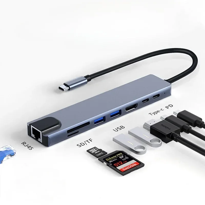 USB Hub With Disk Storage M.2 SSD USB Type-c to HDMI-Compatible Adapter Laptop Dock Station For Macbook Pro Air M1 M2