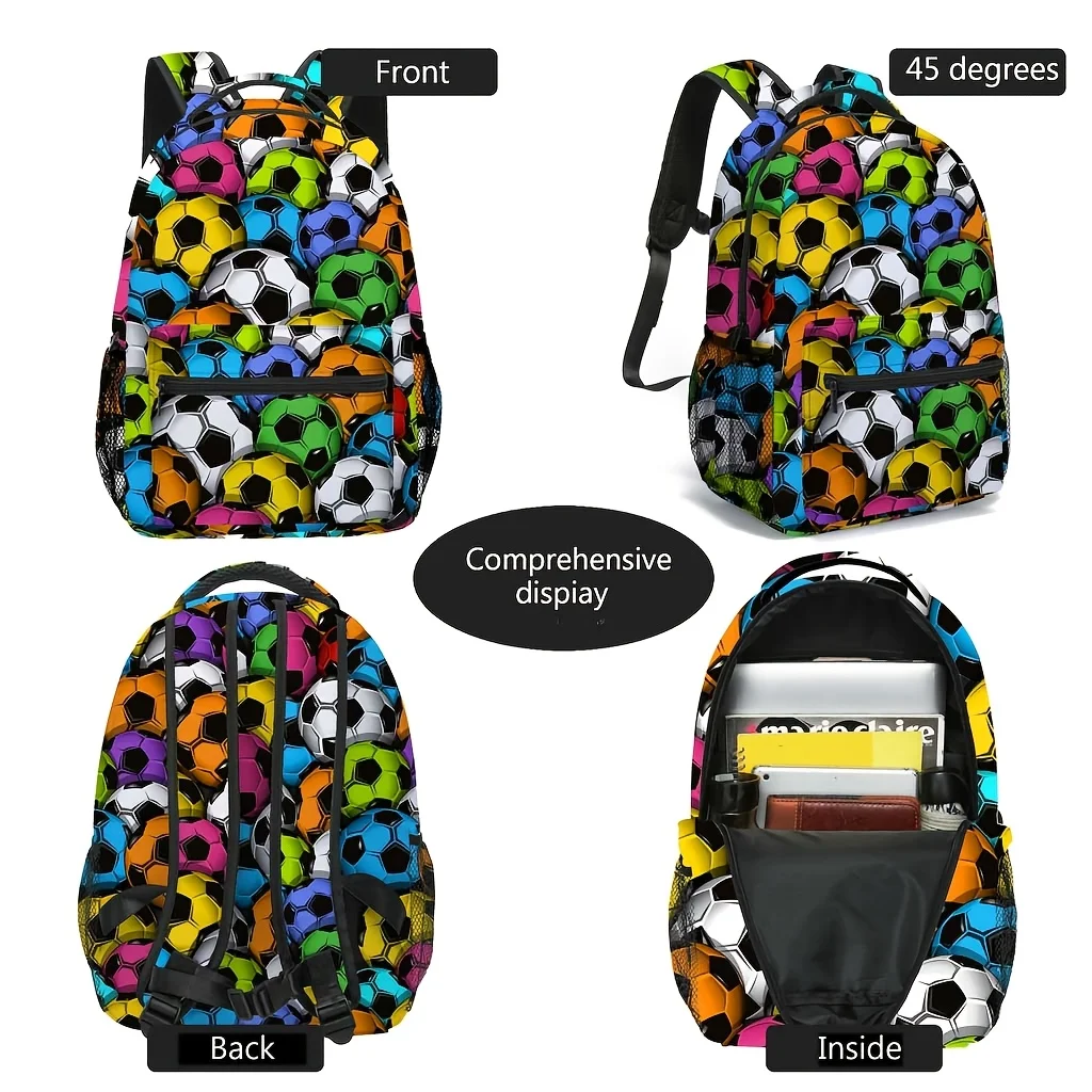 Themed Backpack with Soccer Field Print Heavy Duty School Bookbag Suitable for Enthusiasts Pattern Daypack for Teenager Travel