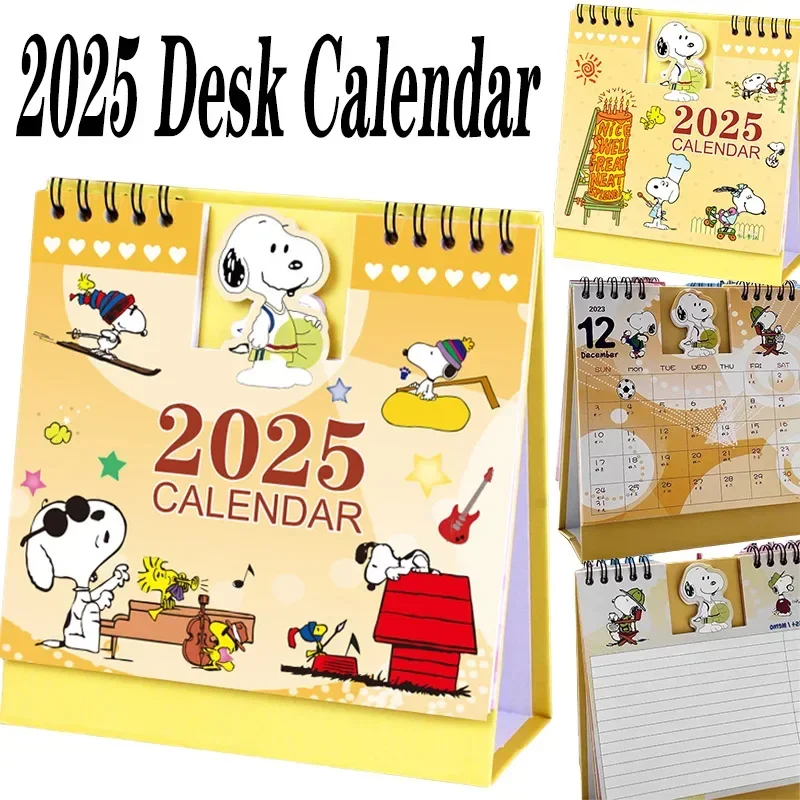 Snoopy 2025 Calendar Cute Cartoon Desk Calendar Standing Flip Desktop for Planning Organizing Daily Monthly Schedule Stationery