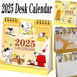 Snoopy 2025 calendário bonito dos desenhos animados calendário de mesa em pé flip desktop para planejamento organizando diariamente agenda mensal papelaria