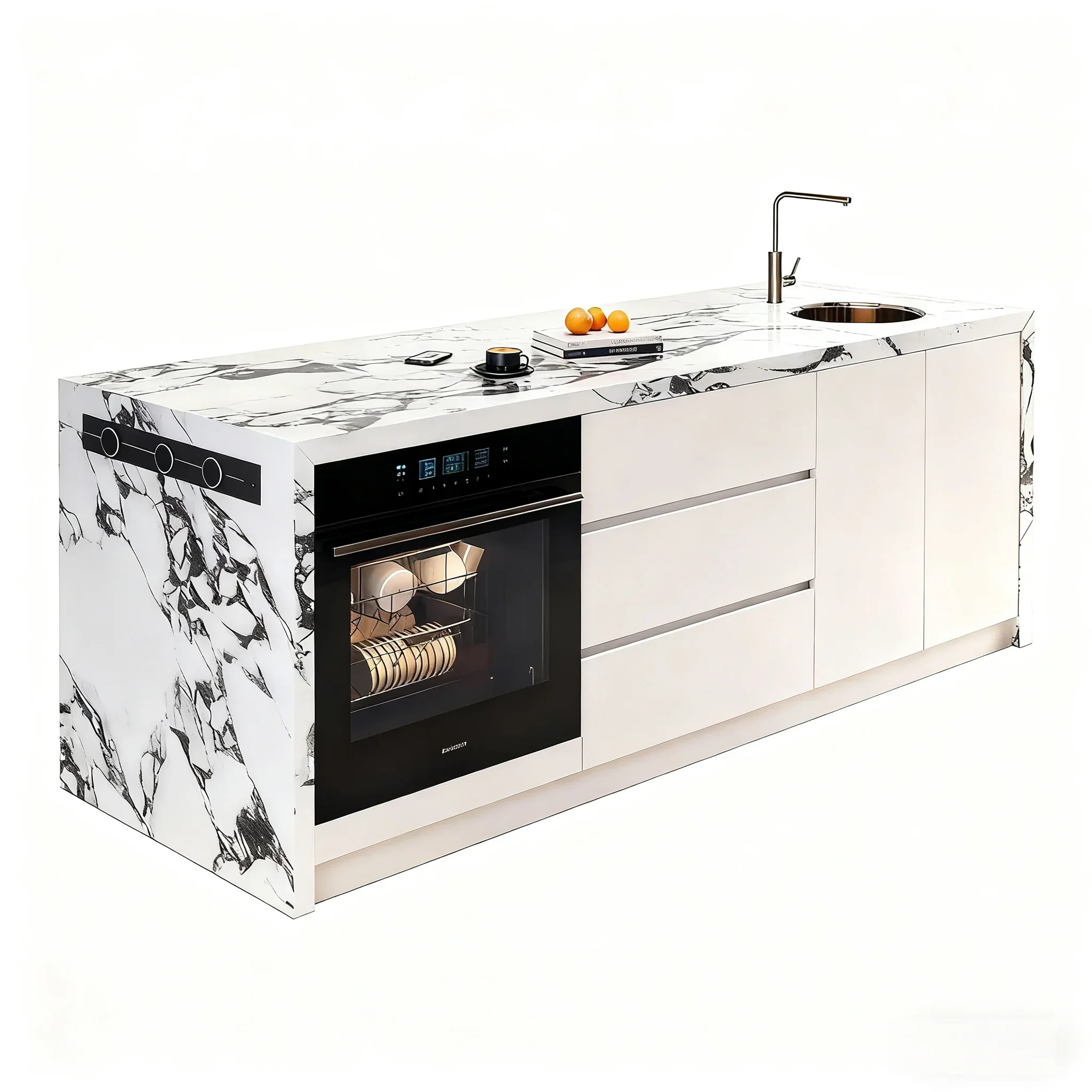 TAO  Kitchen slate worktop with storage island dining table integrated for home multi-function