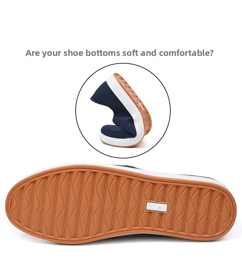 Herren Canvas Slip-On Schuhe, Lässige Loafer, Rutschfeste Gummisohle, Leichte Atmungsaktive Flache Schuhe, Alltagsschuhe, Bequeme Freizeitschuhe – Detail 7