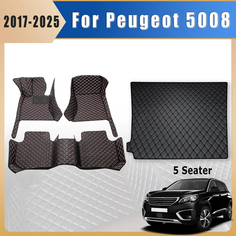 

Car Floor Mats Trunk Carpets For Peugeot 5008 2025 2024 2023 2022 2021 2020 2019 2018 2017 (5 Seater) Auto Accessories Parts