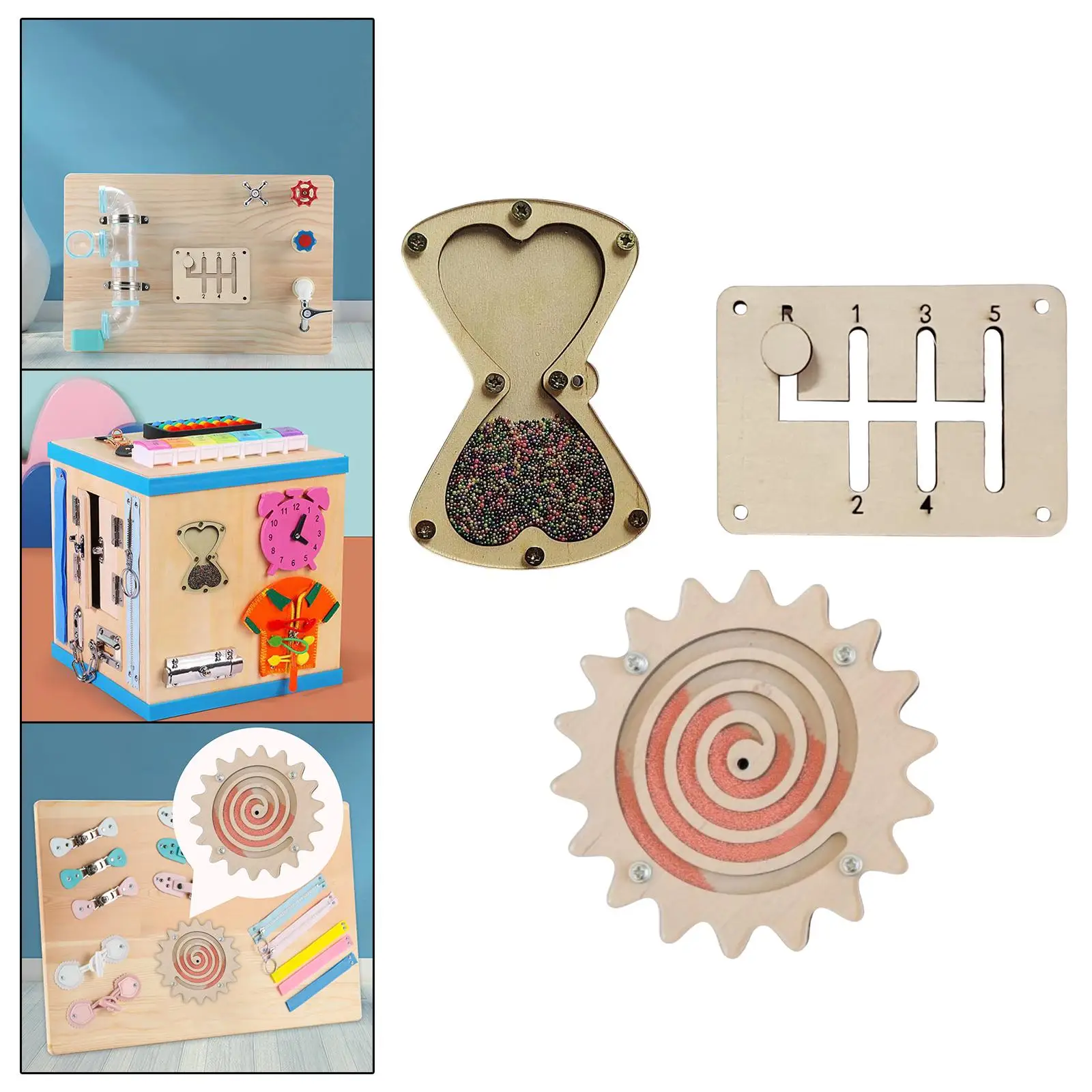 Montessori Busy Board Accessory Wooden Sensory Board Parts DIY Kit Early Learning Toys for Toddlers Gift Boys Girls