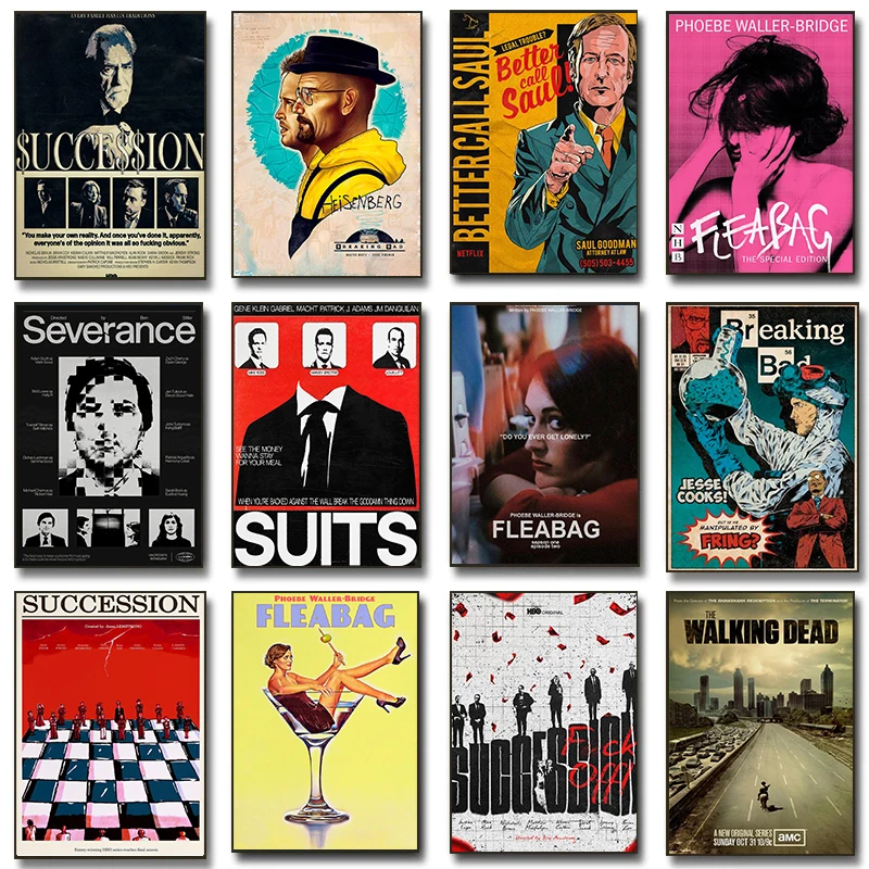 Famous TV Series Fleabag/Severance/Succession Posters Modern Prints Canvas Painting Wall Art Pictures Home Living Room Decor