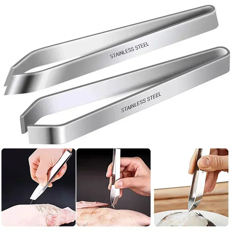 430 Stainless Steel Fish Bone Tweezers Pincer Clip Puller Remover Tongs Fish Bone Plucking Clamp Kitchen Gadgets Tools