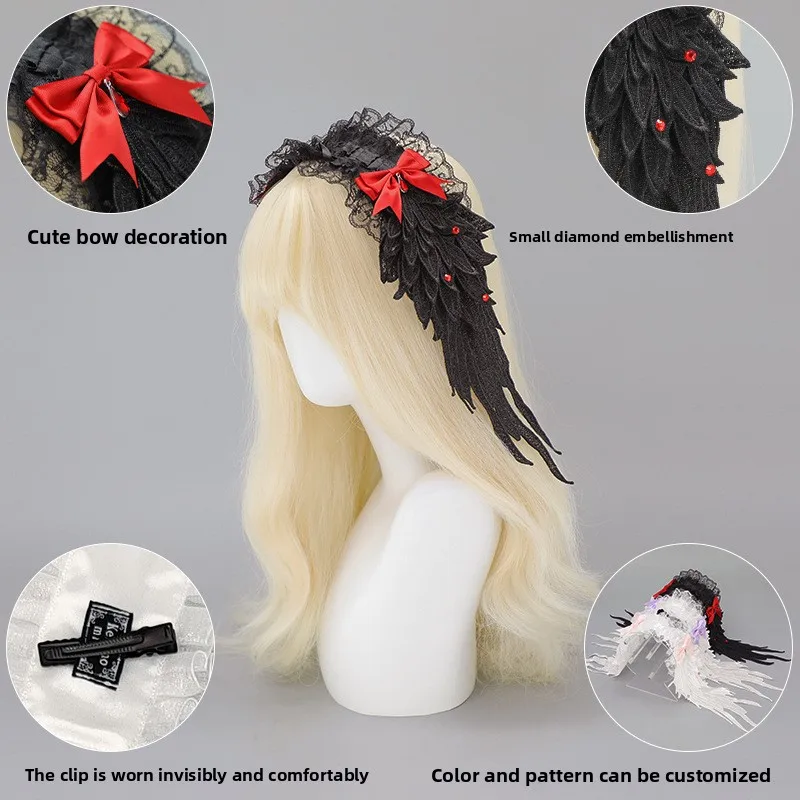 Diadema con alas de Ángel oscuro, subcultura, alas de viento originales, accesorios para el cabello, tocado de alas de viento Punk