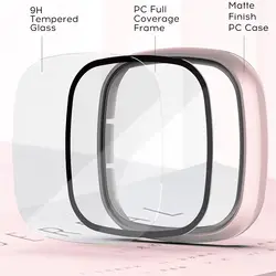 Tempered Glass+Case For Fitbit Versa 3/Sense Screen Protector Cover Full Coverage Bumper Anti-scratch Shell Versa3 Accessories