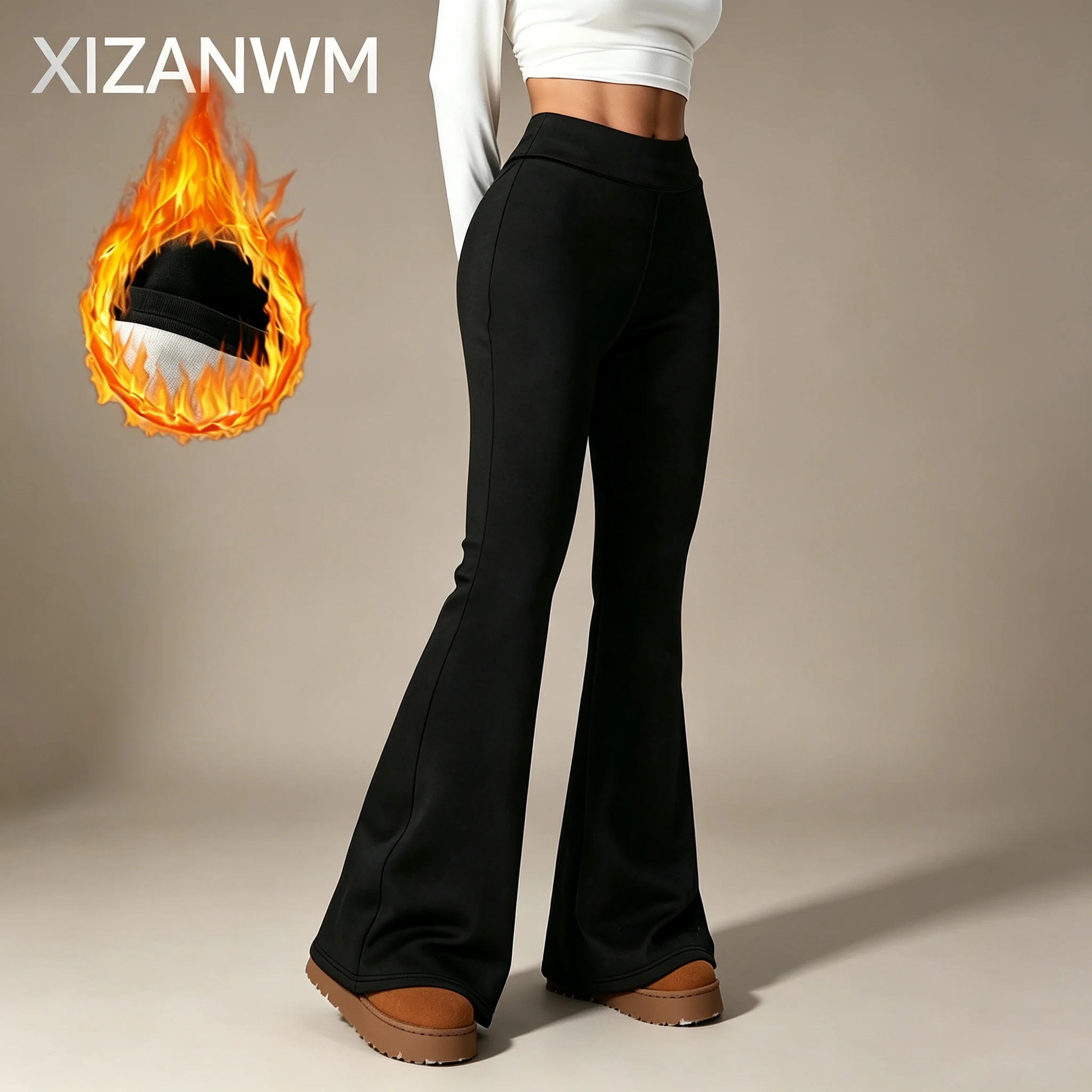 Women's Flare Pants High Waist Hip Lifting Tummy Controls yoga Slim Warm Leggings, Fitness Sport Pants for Running Outdoor Sport